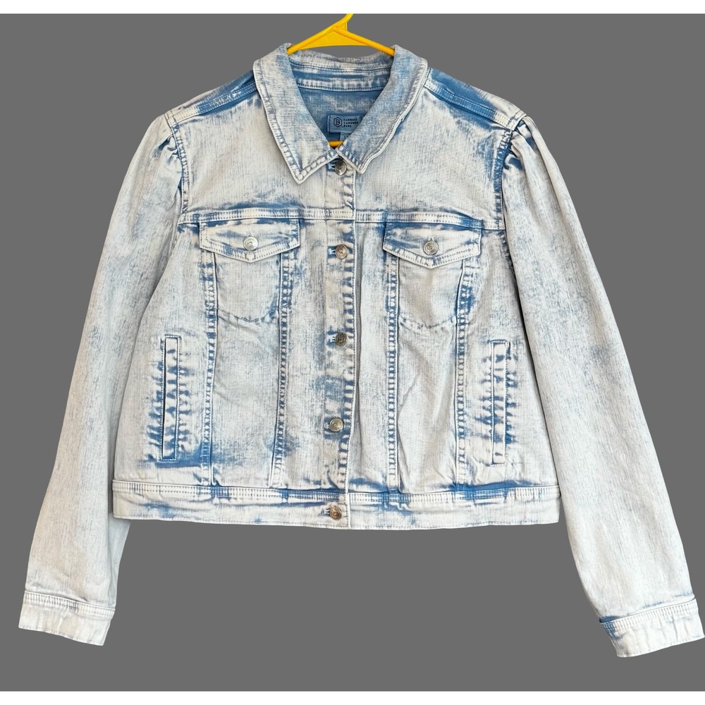Candace Cameron Bure Denim Jacket‎ Womens 12 Cropped Stretch Acid Wash Retro